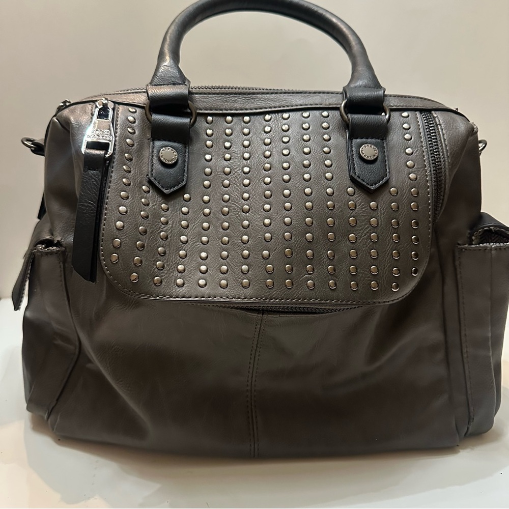 Slouchy Studded Hobo Handbag S.Madden NWT Distressed Moto Purse Dark Gray *Read